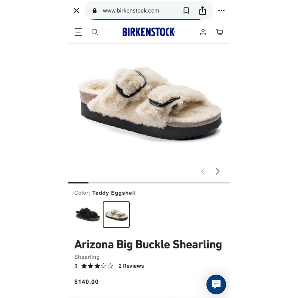 Birkenstock Arizona Shearling Sandals - Eggshell and Black